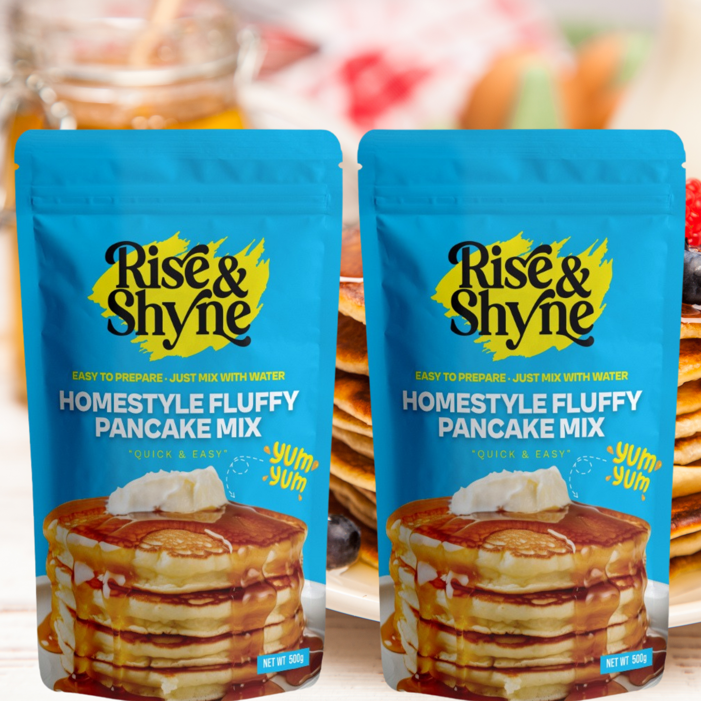 Rise & Shyne Fluffy Pancake Mix.