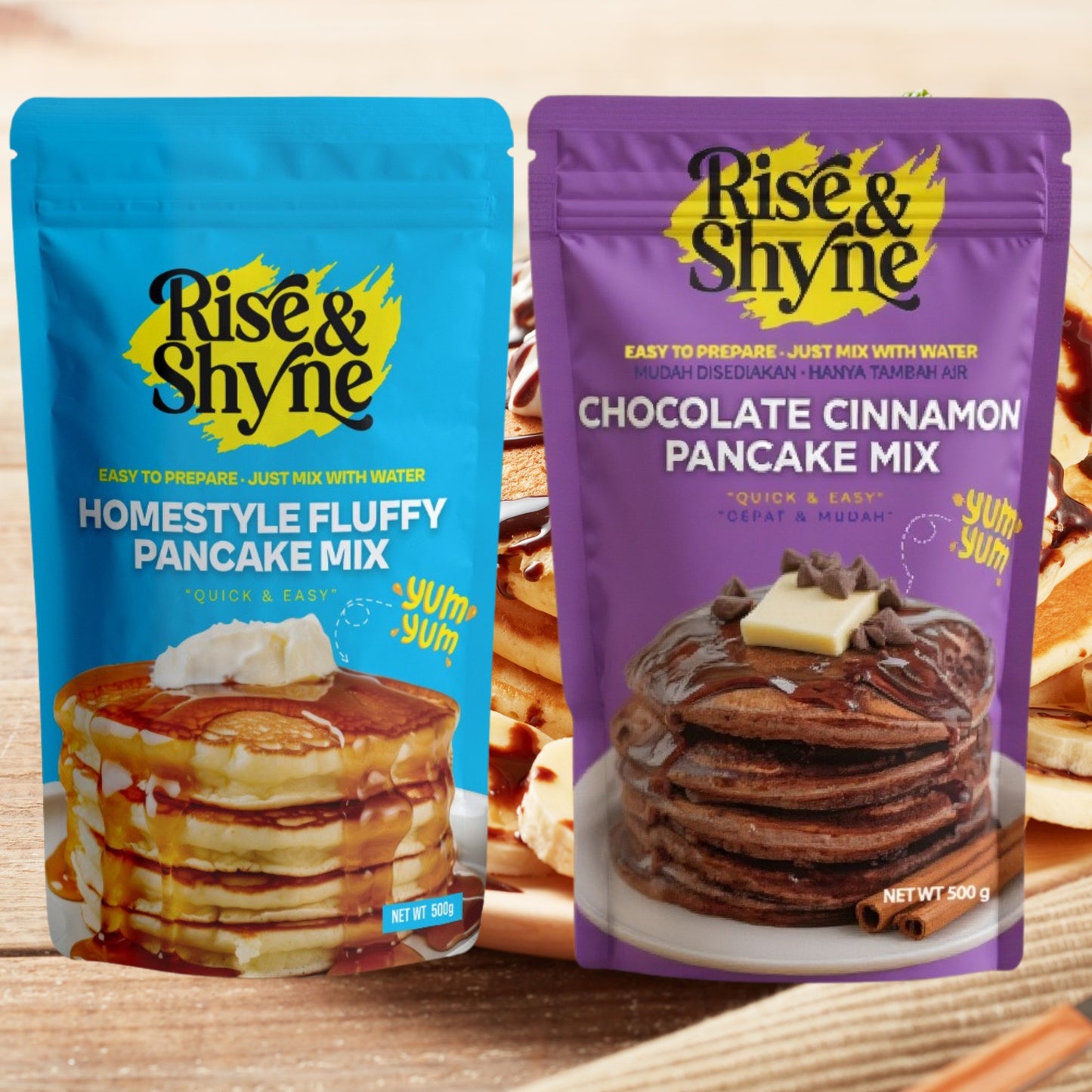 Rise & Shyne Fluffy Pancake Mix.